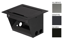 Caja Elctrica para Mesa de Reunin, Metlica, Simple,
1 Tapa, 1 mdulo de 3 enchufes universales, estructura metlica con tapa abatible para ocultar enchufes. Medidas 168 mm. largo, 138 mm. ancho, 106 mm. fondo. www.yolae.cl