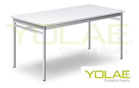 Mesa para Casino, Restaurante, Comedor, Bar, Pub para 4, 6, 5 (redonda), 8 y 10 Personas, de excelente calidad y garanatizadas por 1 año. Patas tubo 1 1/2x1.5 mm. bastidor perfil 40 x 20x1.5 mm. Cubierta aglomerado 18 mm. de espesor, enchapada en formica, color blanco o roble claro (madera) Canto de pvc 2 mm. de alto impacto. Estructura metalica con pintura electrostatica color negro o aluminio, regatones plasticos en la base de las patas. www.yolae.cl