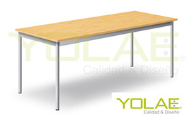 Mesa para Casino, Restaurante, Comedor, Bar, Pub para 4, 6, 5 (redonda), 8 y 10 Personas, de excelente calidad y garanatizadas por 1 año. Patas tubo 1 1/2x1.5 mm. bastidor perfil 40 x 20x1.5 mm. Cubierta aglomerado 18 mm. de espesor, enchapada en formica, color blanco o roble claro (madera) Canto de pvc 2 mm. de alto impacto. Estructura metalica con pintura electrostatica color negro o aluminio, regatones plasticos en la base de las patas. www.yolae.cl