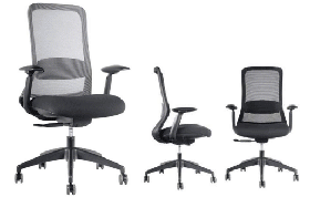 Silla Ejecutiva Valence. Silla Ejecutiva respaldo malla negra con soporte lumbar, asiento de espuma de alta densidad tapizado. www.yolae.cl