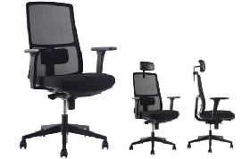 Silla Ejecutiva Valence. Silla Ejecutiva respaldo malla negra con soporte lumbar, asiento de espuma de alta densidad tapizado. www.yolae.cl